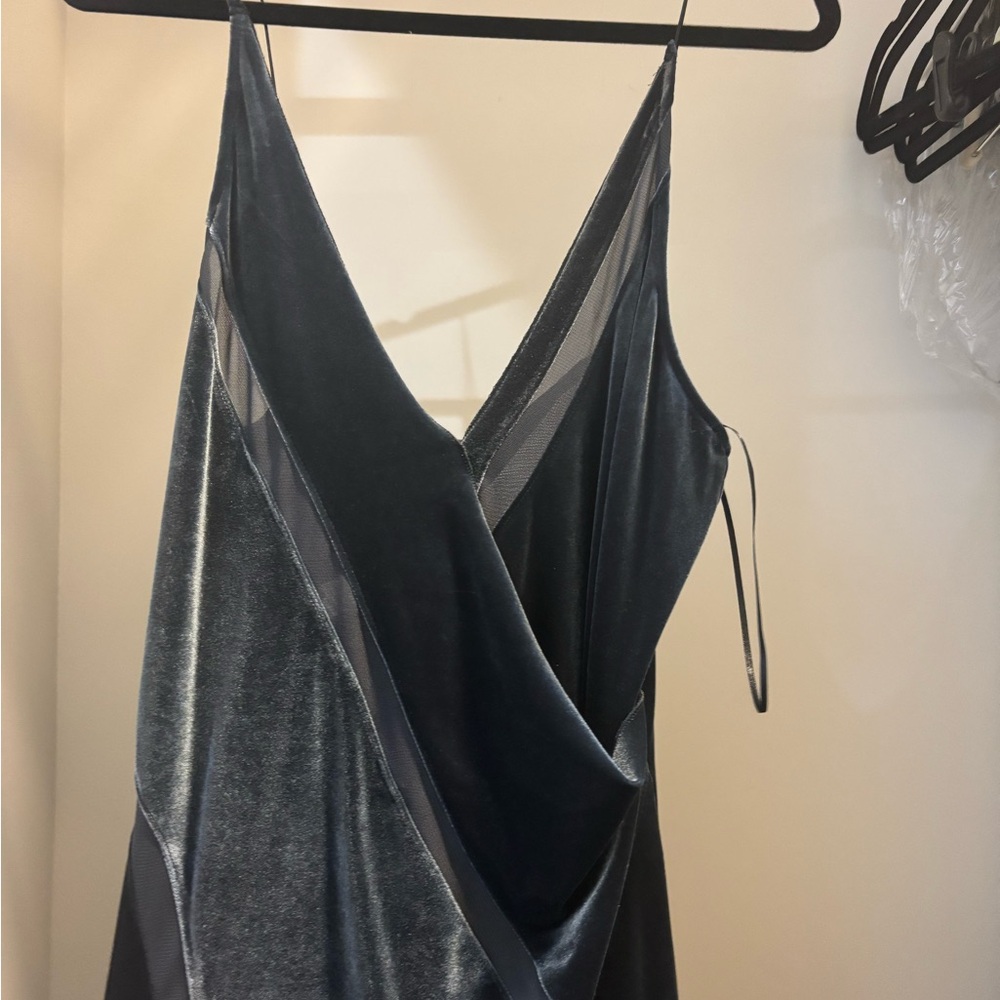 Velvet Slip Maxi Dress in Slate Blue - Picture 3 of 5